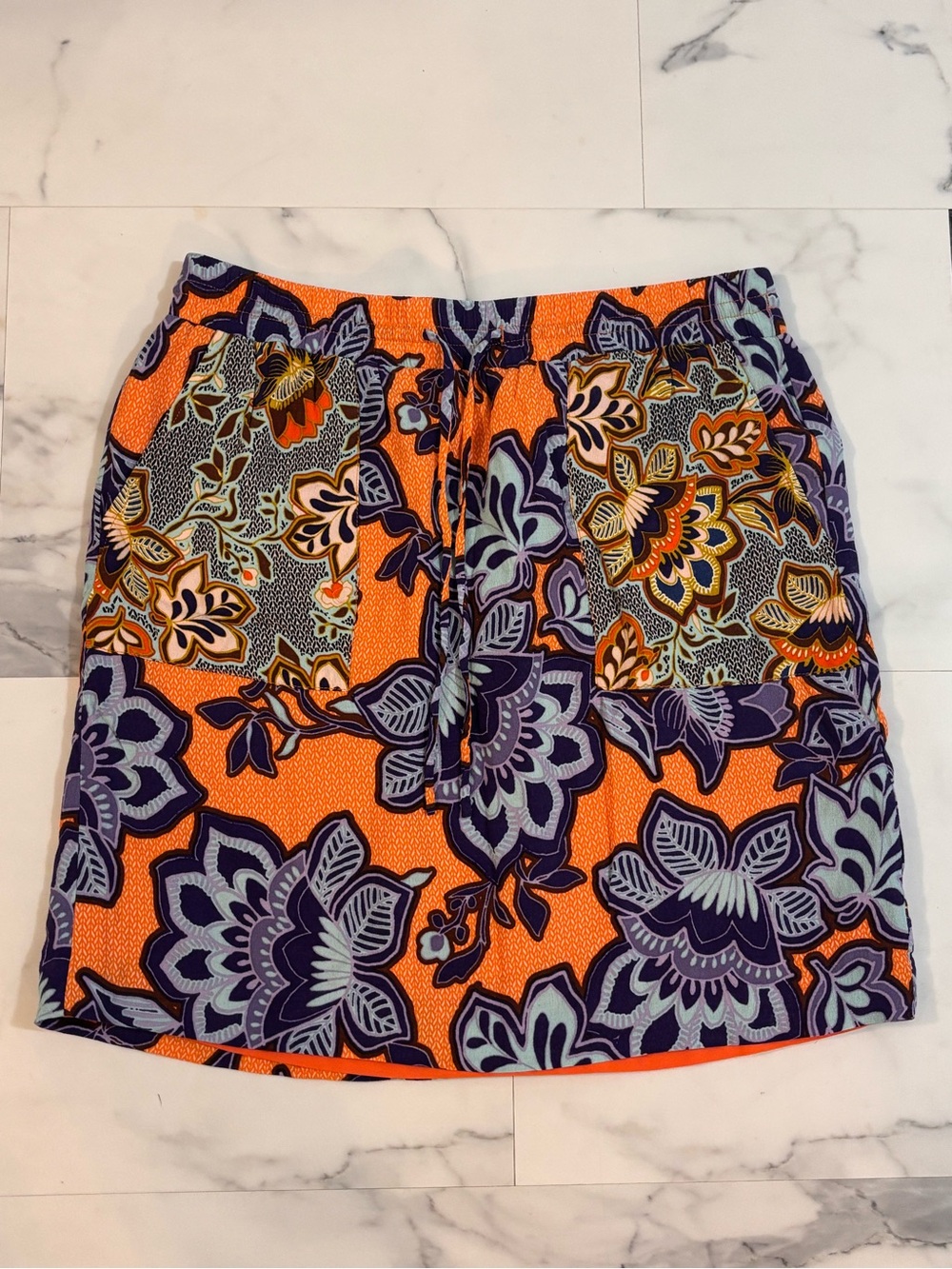 💜LOFT💜 Orange and Purple Floral Skirt
